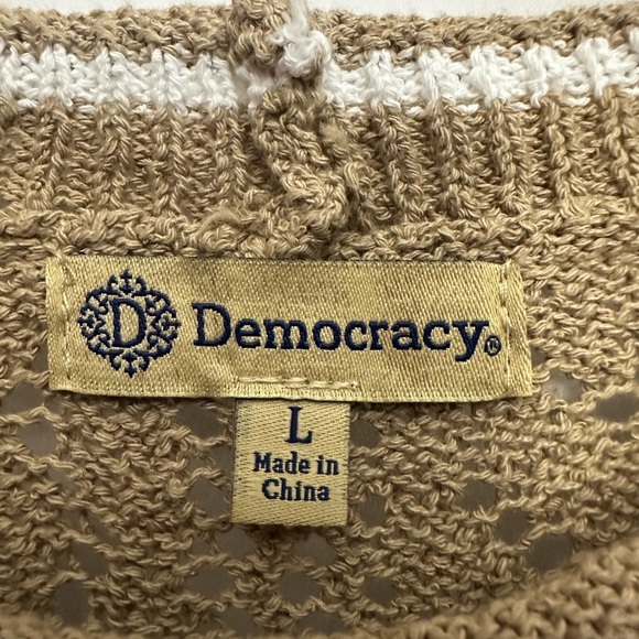 Democracy Pointelle Tipped Sweater Size Large Crewneck 3/4 Sleeve New - Picture 5 of 7